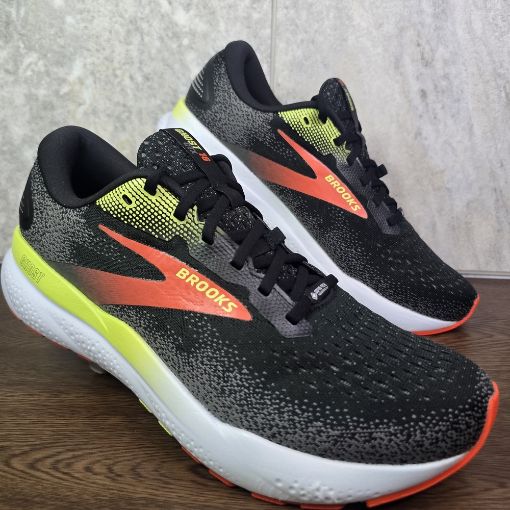 Brooks Ghost 16 GTX Gore-Tex Men's Running Shoes Size 11 Black Orange Waterproof